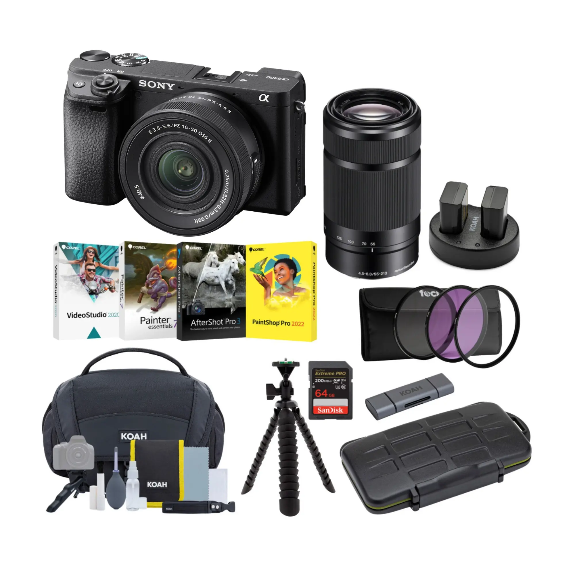 Sony a6400 Mirrorless Digital Camera with 16-50mm and 55-210mm Lens Bundle