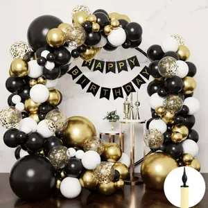 51-Piece Black, White, and Gold Balloon Set with Air Pump — Ideal for 2026 New Year's Parties, Christmas Parties, Themed Events, Birthdays, Weddings, Graduation Ceremonies, Anniversaries, Holiday Decorations, and Carnival Decor.