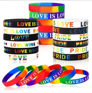 24pcs Rainbow Gay Pride Bracelets Silicone LGBTQ Support Rubber Wristbands for Pride Day Month Parades Decorations Accessories Supplies
