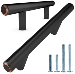 ALPINE HARDWARE Solid Stainless Steel Euro Bar Cabinet & Pantry Handle Pull (1/2-inch Diameter) | 3" & 3.75" & 5" & 18.88" & 26.50" Hole Center | Oil - Rubbed Bronze Finish