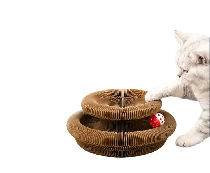 Cat Claw Harmonica Scratcher  Foldable Cardboard Cat Toy with Ball | Interactive Cat Scratch Pad | Protect Furniture & Keep Cats Entertained