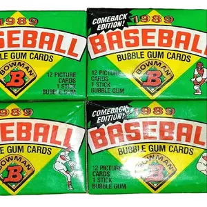 Bowman 1989 Baseball Bubble Gum Cards 4 Factory Sealed Wax Packs Possible Ken Griffey Jr RC Comeback Edition 12 Picture Cards 1 Stick Gum