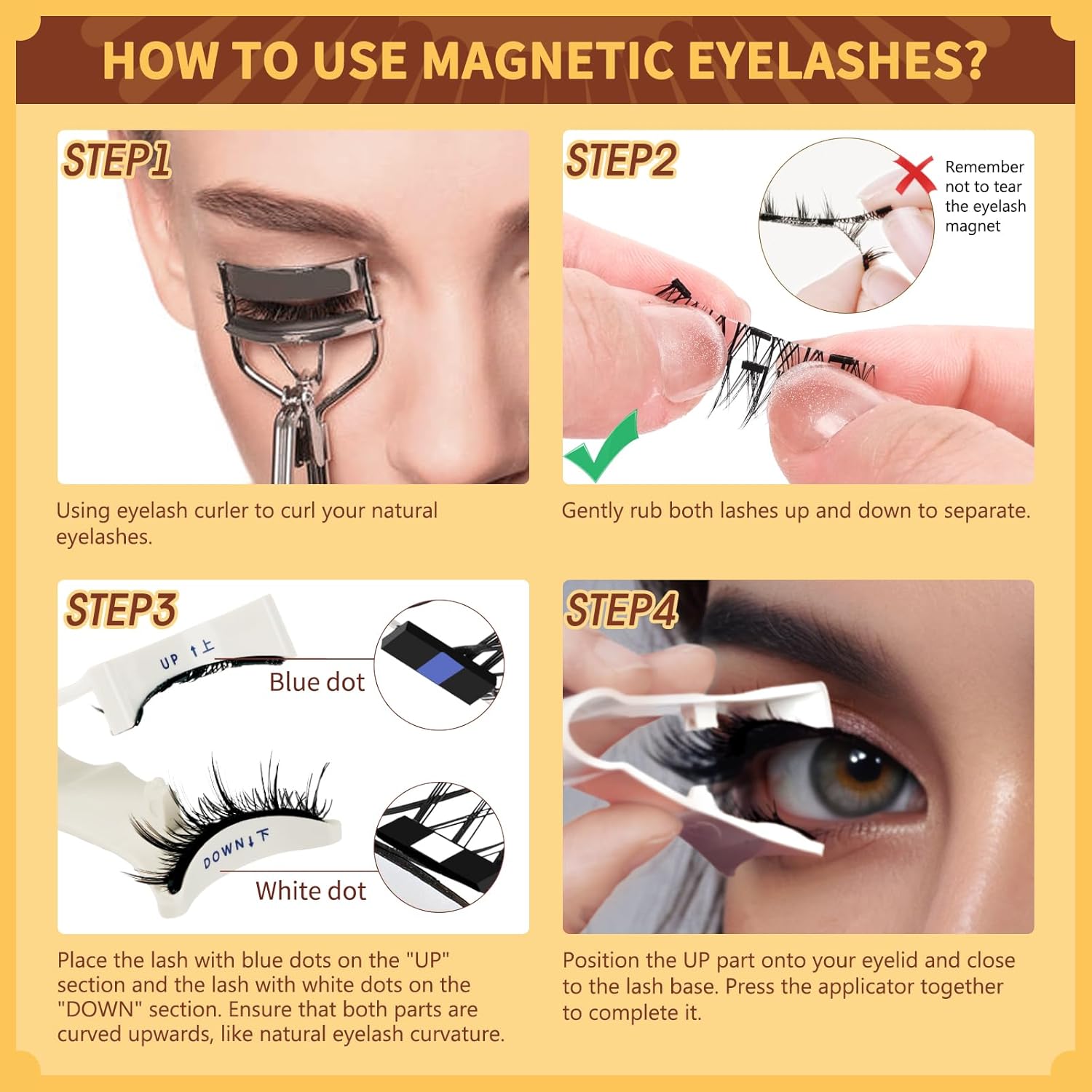 2pcs Reusable Magnetic Lash Cluster Kit for Adults - 100% Glue-Free, Gentle Hypoallergenic D Curl Artificial Fiber False Lashes, Lightweight Natural Wispy, Nature-Infused, Salon-Quality Applicator Included, Mixed Thickness