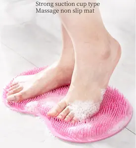 Bath & Body Brush,Silicone Scrub Pad,Cleaning Brush for Back of Feet,Exfoliating Bath Mat,Wall Mounted Non Slip Suction disc,Suitable for Both Male and Female Cleaners