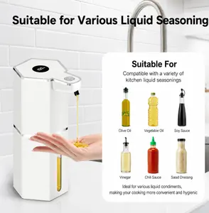 Automatic oil storage and dispenser for kitchen cooking, contactless automatic oil dispenser, keeps the kitchen cleaner, smart kitchen oil bottle dispenser with sensor control, leakproof design for containers/tools/bottles, Father’s Day gift