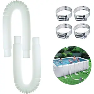 2 Pack Swimming Pool Replacement Hoses (59" x 1.25"), Stretchable Filter Pump Hoses for Above Ground Pools, Compatible with 330 GPH, 530 GPH & 1,000 GPH Pumps, Durable Pool Drain Hose Kit