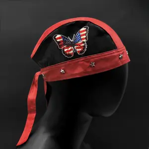 Men Women Bandana Doo Do Rag Headwrap Stars Butterfly Cycling Beanie Cap Red