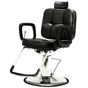 Hydraulic Recline Barber Chair Salon Chair for Hair Stylist with Black Leatherette Seat and Chrome Base Hydraulic Recline Barber Chair Salon Chair for Hair Stylist with Black Leatherette Seat and Chrome Base