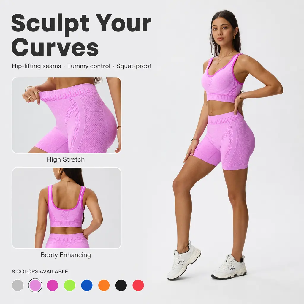 Workout Sets for Women, 2 Piece Activewear Set with Removable Pad Sports Bra and Matching Bottoms, Breathable Quick Dry Stretch Outfit with Wire-Free Support for Yoga Gym Fitness