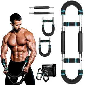 Chest Shoulder Arm Intensive Workout Equipment, Resistance Twister Arm Exerciser for Men & Women, Detachable 2-Spring Black Edition, 60-100lb Adjustable Power Twister Bar