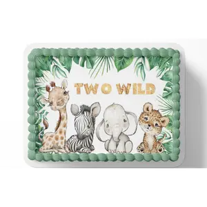 Two Wild Safari Birthday Cake Topper, Safari birthday, Two Wild Cake Topper, Edible Image