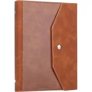 - A5 Leather Planner Binder, Brown, A5 Refillable Notebook Binder