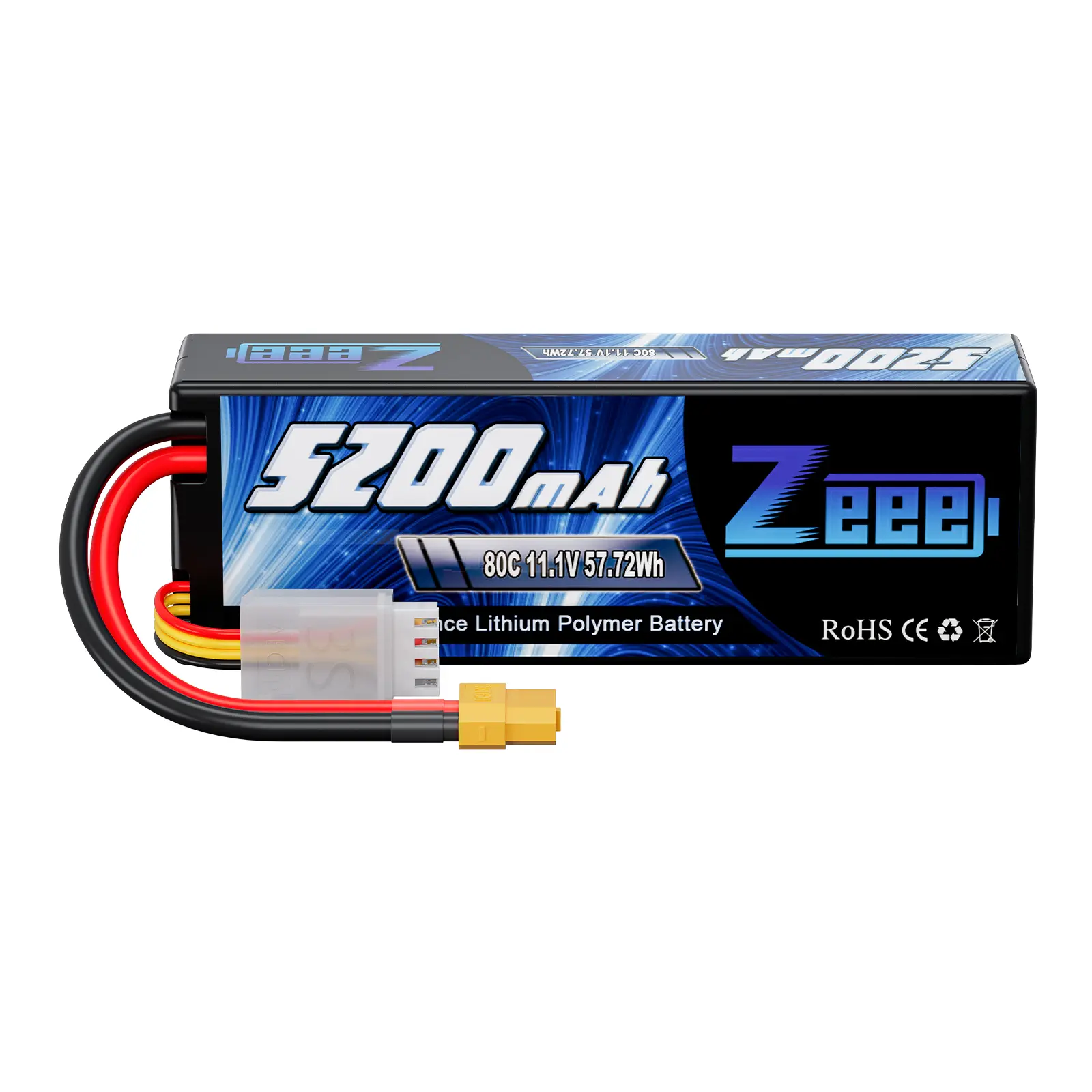 Zeee 3S 5200mAh Lipo Battery 11.1V 80C Hard Case with XT60 Connector for RC Car Truck Boat Airplane Quadcopter Helicopter Racing Hobby