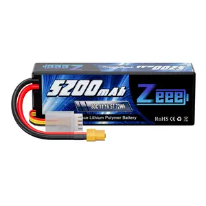 Zeee 3S 5200mAh Lipo Battery 11.1V 80C Hard Case with XT60 Connector for RC Car Truck Boat Airplane Quadcopter Helicopter Racing Hobby