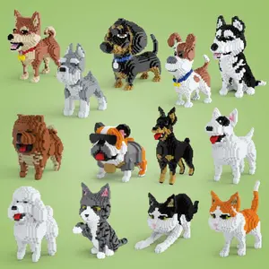 Dog & Cat Design, 1 Box Assembly Building Blocks Creative Desktop Art, Home Decoration, Interactive Activity, Unique Gift for Adults & Teens