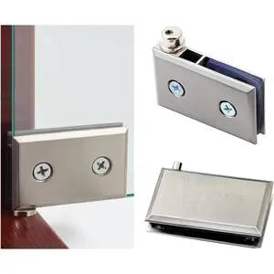 2-Piece Brushed Door Pivot Hinge, Frameless Glass Door Hardware for 6-10mm Thick Door Glass
