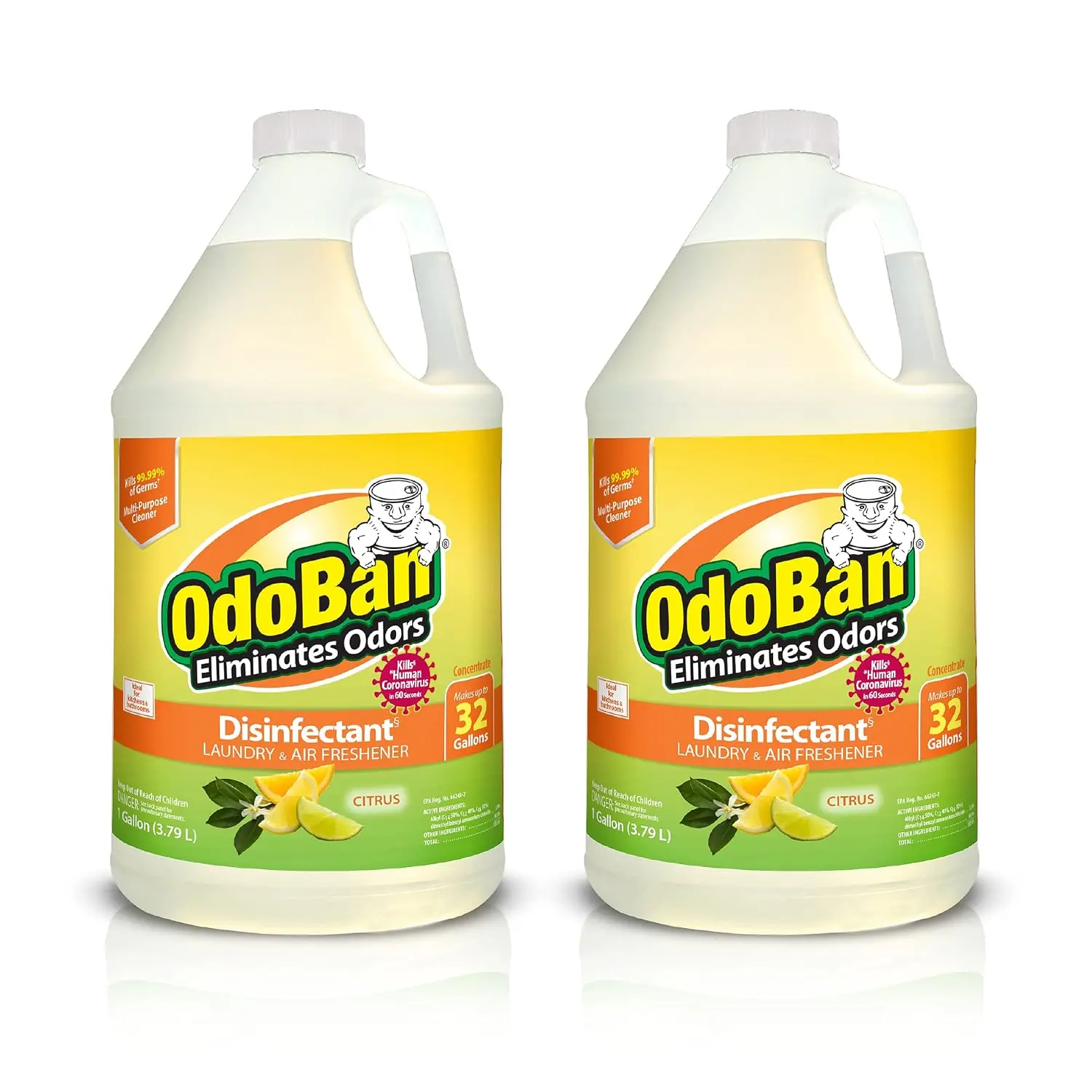 OdoBan Disinfectant Concentrate and Odor Eliminator, 2 Gallons, Citrus Scent