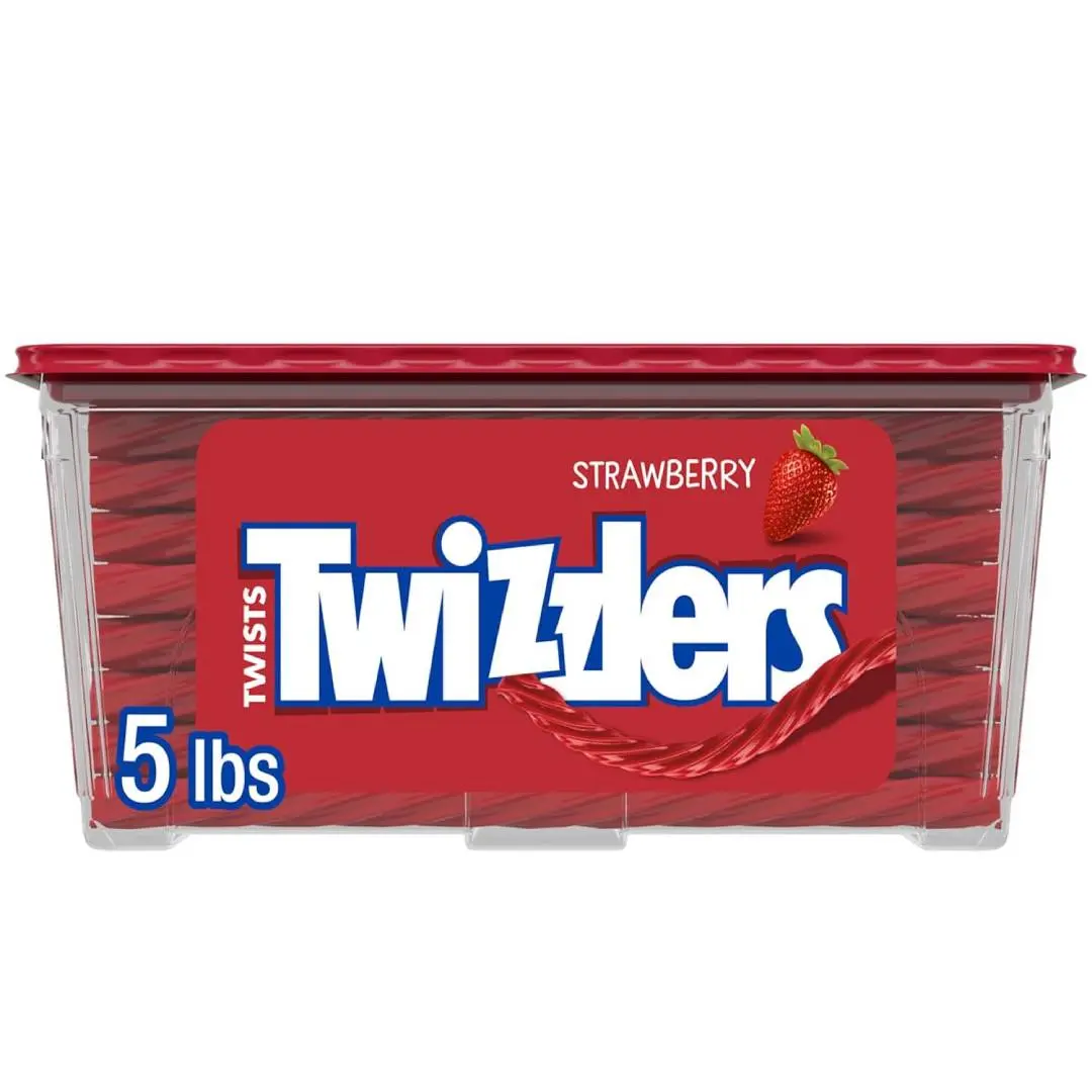 FLASH SALE - TWIZZLERS Twists Strawberry Flavored Licorice Style, Chewy Holiday Candy Tub, 5 lb