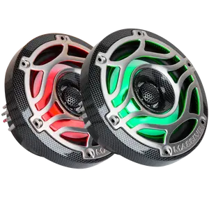 Massive Audio T65S 6.5" 160 Watts Marine Coaxial LED Speakers Pair with RGB Pulse Lighting Carbon Fiber & Stainless Steel Grills - Smartphone