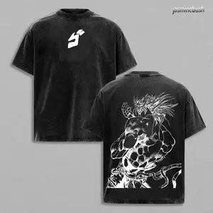 Jojo's Bizarre Adventure Anime Double Printed Vintage Washed Tee Unisex Oversize Anime Manga Washed Heavyweight Cotton T-shirt, Gift For Anime Fan, Anime Lover Oversized