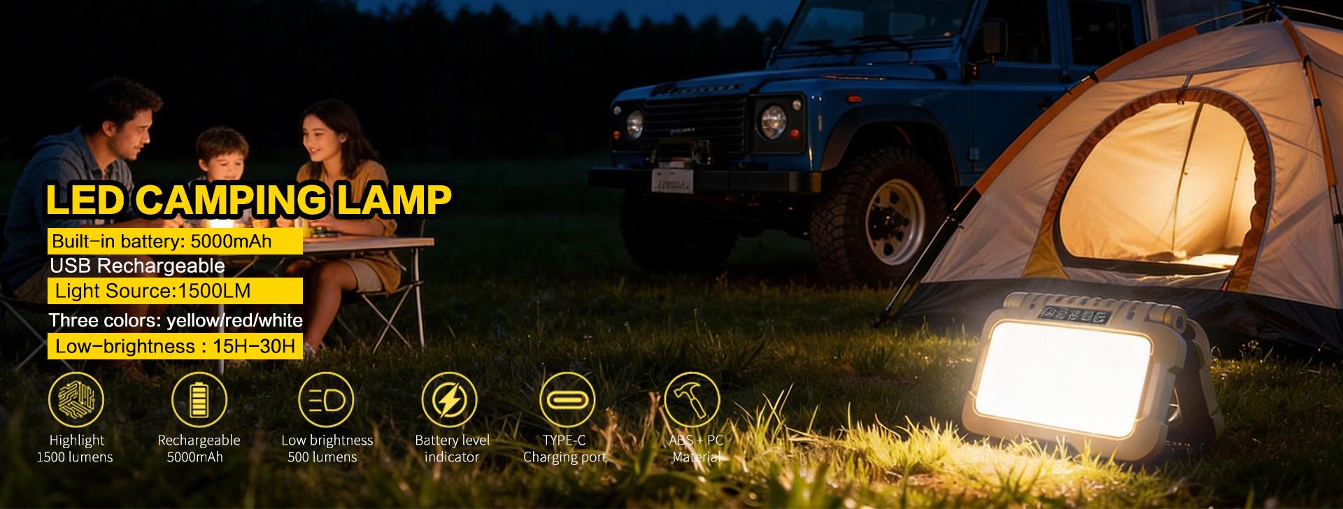 HaixnFire W106 Collapsible Portable Ultra Bright LED Camping Lantern 1500 Lumens USB-C Rechargeable Tent Light 5 Modes 3 Light Sources for Power Outages Camping Hiking Emergency Work Lights Tent lamp Flashlight Spotlight Maintenance lamp Barbecue lamp