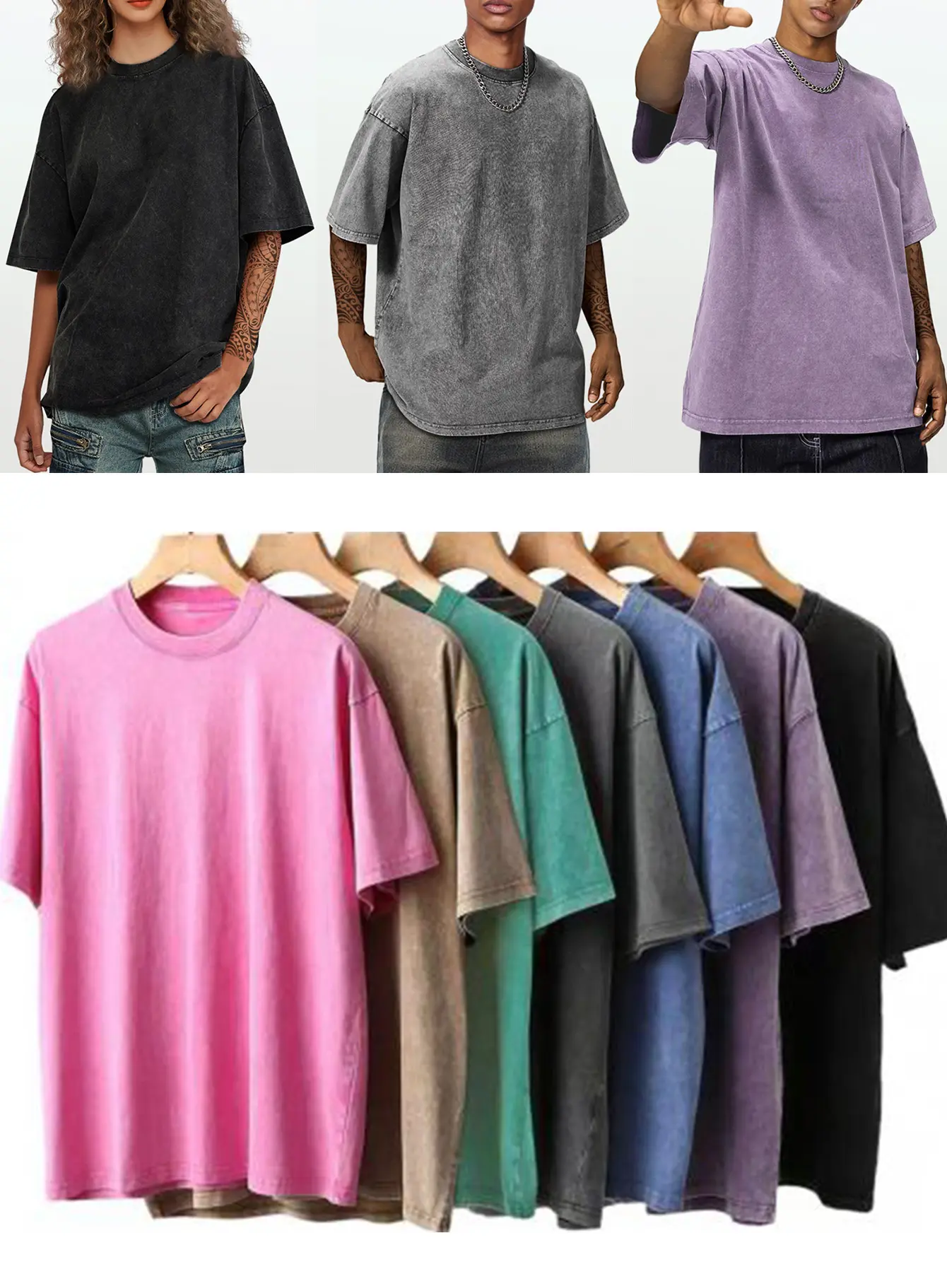 1/3 Pack Men’s multi-piece pure cotton knit short-sleeve T-shirt set — breathable, skin-friendly, durable, minimalist no-print design; available in a multicolor combination set; suitable for campus, home, and light outdoor wear. Baggy Vintage