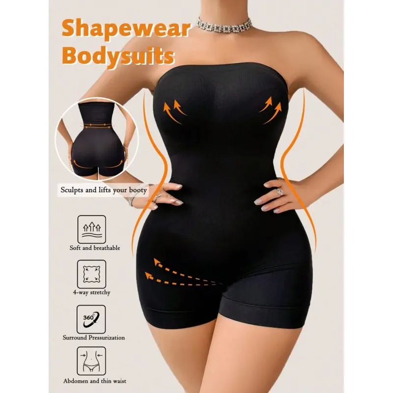 Women's Seamless Body Shaper Bodysuit With Tummy Control, Butt Lifter, Chest Wrap And Leggings, 1pc