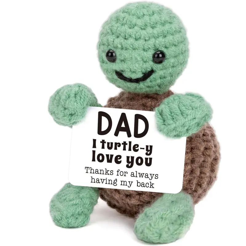 Father's Day Gift for Dad, Mini Funny Turtle Crochet, Handmade Birthday Keepsake for Husband, Crochet Animal, Amigurumi, Soft Cuddly Gift, Handmade Stuffed Animal