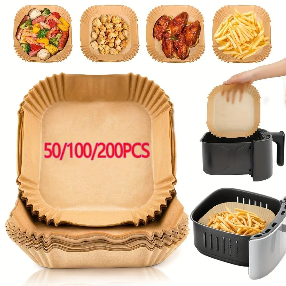 Square Paper Air Fryer Liners, Disposable Basket Bowls for Air Fryer & Microwave, Baking Tray Oven Liners, Essential Kitchen Bakeware, Kitchenware, Baking Tools, Home Baking Supplies, Baking Supplies, Baking Essentials