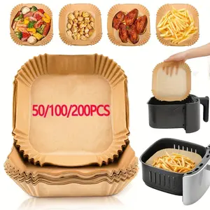 Square Paper Air Fryer Liners, Disposable Basket Bowls for Air Fryer & Microwave, Baking Tray Oven Liners, Essential Kitchen Bakeware