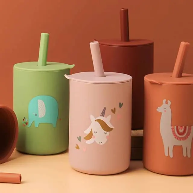 Toddlers Silicone Sippy Cup with Stray-High Quality BPA Free- Tumbler With Lid