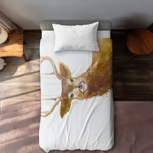 Begin Home Decor C1DCTXLWWW5WTT Twin Extra Long Abstract Deer Wildlife Beige Duvet Cover - Home Decor Essentials