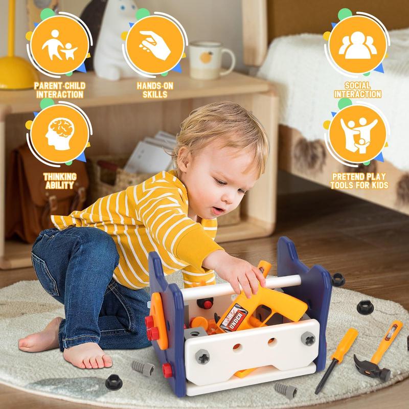 Kids Tool Set - Toddler Tool Kit with Drill, Includes Construction Toys for Boys & Girls Ages 3-6, Ideal for Christmas and Birthday Gifts