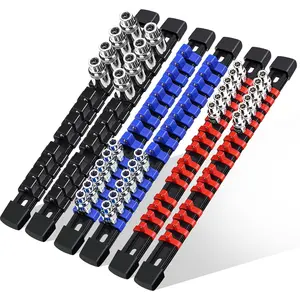 6 Pcs Socket Organizer Rail Set, Premium Socket Holder, Heavy-Duty Socket Rack Kit With 86 Clips 1/4-Inch x 32 Clips, 3/8-Inch x 30 Clips, 1/2-Inch x 24 Clips – Ideal for Tool Storage