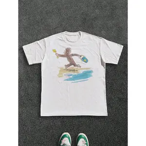 Men's Tee Curious  George Kids Book Graphic T-Shirt 100% Cotton 220g