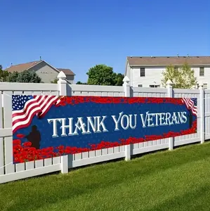 Patriotic Retired Veteran Appreciation Banner, America 250 Years Banner, USA 250 Years 1776-2026 Banner, Banner Decor, Hodiday Banner