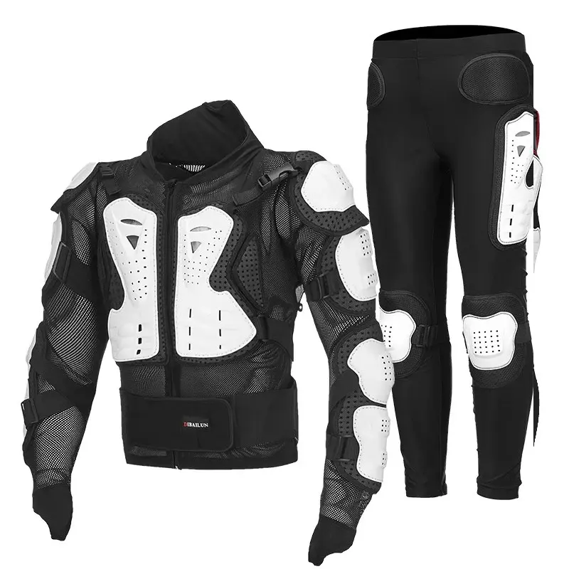 Heavy Duty S-PVC Motorcycle Armor Set, Motocross Jacket with Back Protector + Adjustable Belt Gears Long Pants, Classic Racing Tracksuit for Outdoor Fun, Father's Day Gifts (4XL, 5XL)