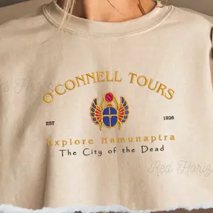 Rick O'Connell The Mummy Embroidered Sweatshirt, Embroidery Hamunaptra Design shirt, 2000s Nostalgia Gift, Cozy Vintage Style Movie Apparel Sweatshirts