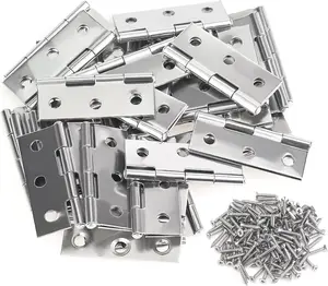 30 count Stainless Steel Folding Hinges, 1.73 Inch Cabinet Hinges, Small Door Hinges with 180 Screws for Wooden Cabinets, Boxes, Crafts and Lightweight Projects