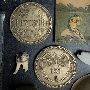 Macabre Coin of Fate | Heads Yes Tails No Bronze Medallion | Oddity Curio Talisman Trinket