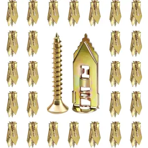 90 count Self Drilling Drywall Anchors with Screws Kit, Zinc Plated Steel Wall Anchors and Self Tapping Screws Heavy Duty, No Drill Or Holes in Wall