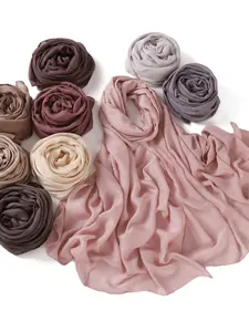 1pc thin edge rayon solid color long silk scarf, wrinkle-free, breathable, multi-purpose shawl, fashionable and versatile bandana, simple edged scarf, commuting atmosphere decorative scarf Hijab