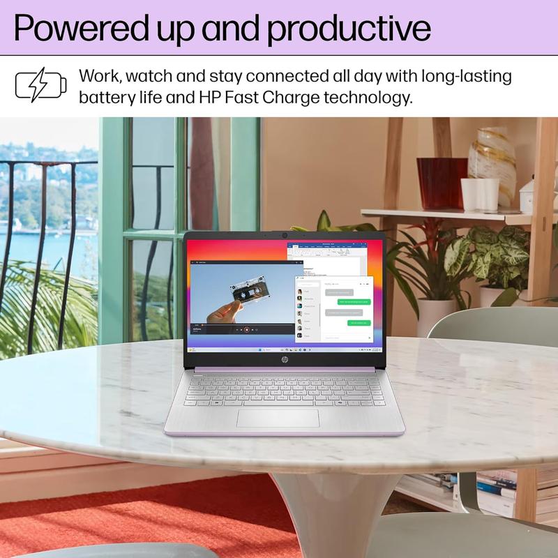 HP 14 Laptop Student Business 2026 Flagship Computer, AI Copilot, 4-Core 13th Gen Intel CPU, UP TO 16GB RAM 128GB UFS 1-Yr Office 365 Long Battery Win 11S Lavender