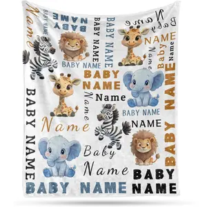 Custom Name Blanket Printed in USA, Personalized Ultra-Soft Cozy Fleece Baby Blanket With Name, Gifts for Boys Girls Kids Teens New Mom Ship Next Day