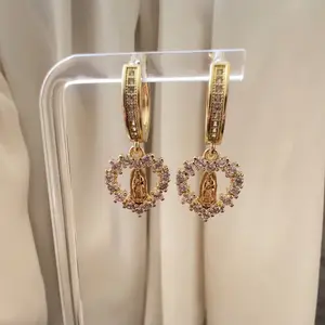 Corazón Virgencita Hoop Earrings - Fashion Accessory