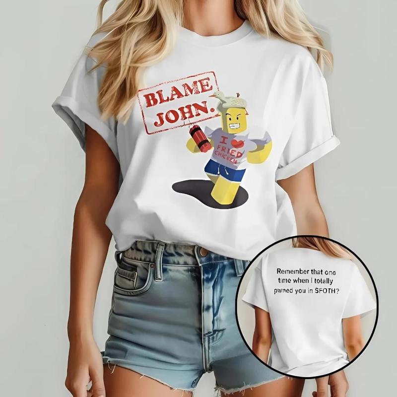 [Sale Up To 50%] [100% Cotton] Shedletsky Blame John Shirt Roblox Gift for Men Gift for her Unisex Daily T-Shirt