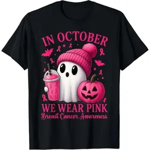 Breast Cancer Halloween Women in October We Wear Pink T-Shirt