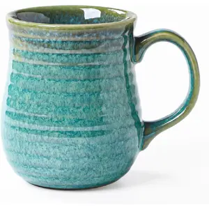 23 oz Large Ceramic Coffee Mugs, Handmade Cup with Large Handle, Big Tea and Coffee Cups for Office and Home, Microwave and Dishwasher Safe (Crystal Green)