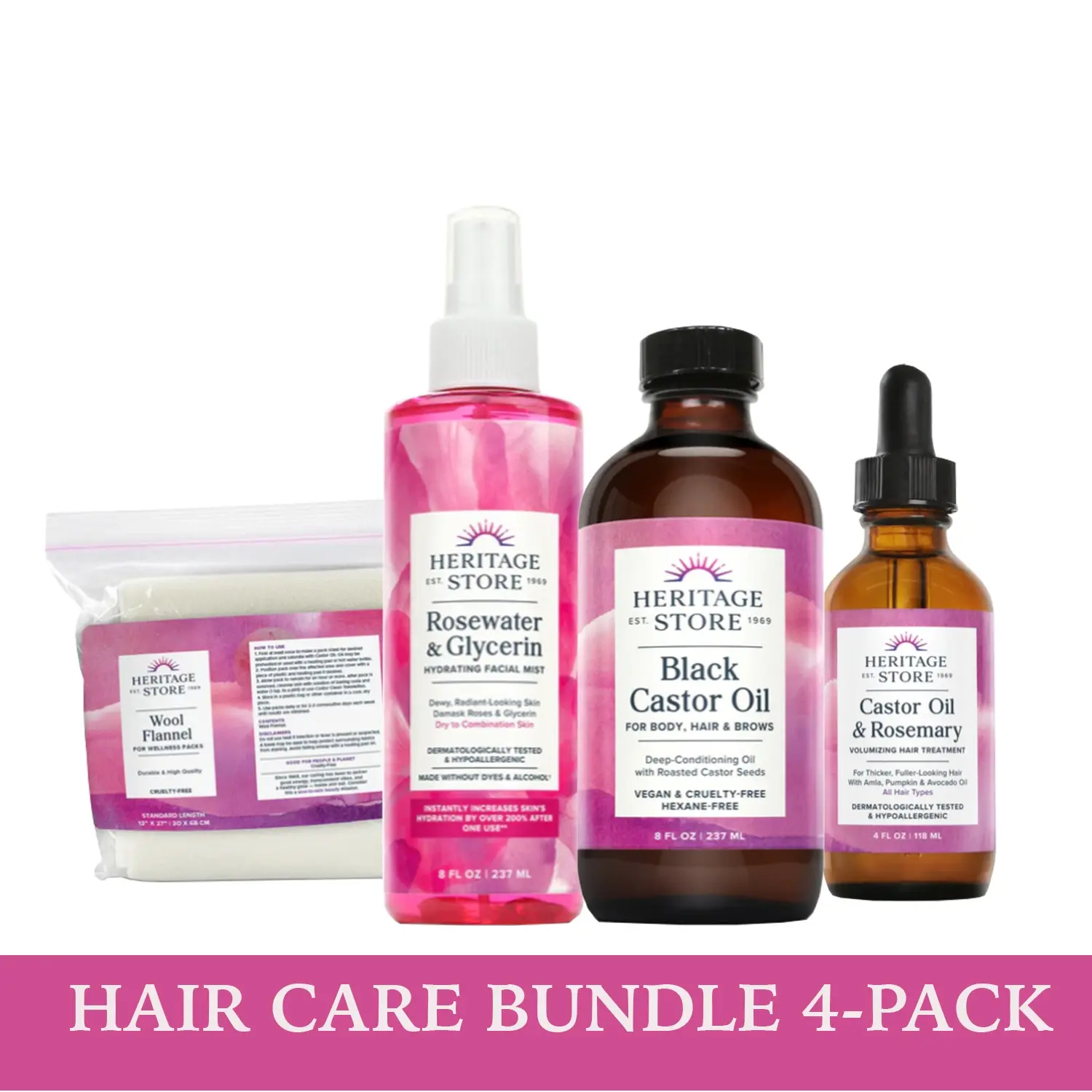 HERITAGE STORE Organic Haircare 4-Pack Bundle - Rosemary, Pumpkin, Castor Oil Infused for Moisturizing Beauty & Personal Care Needs HERITAGE STORE Organic Haircare 4-Pack Bundle - Rosemary, Pumpkin, Castor Oil Infused for Moisturizing Beauty & Personal Care Needs