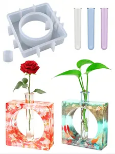 Hydroponic Square Mold Plant Propagation Station, DIY Desktop Bonsai Plant Growth Container, Acrylic Test Tube, Epoxy Resin Vase, Silicone Molds